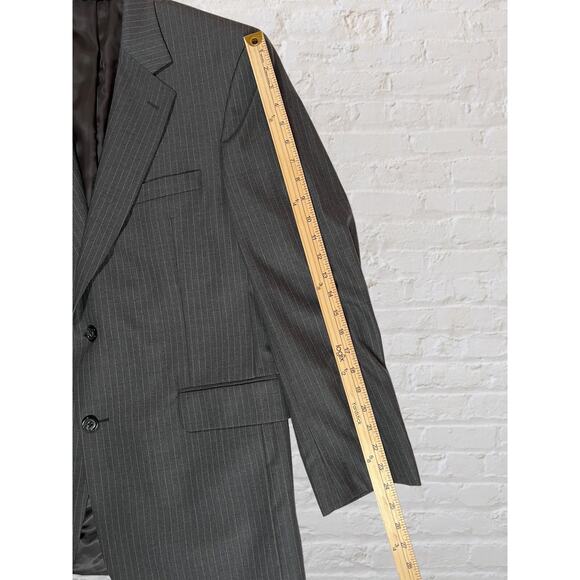 Jos A Bank Signature 41R 34x30 Gray with Ice Blue Dashed Stripe Suit Set - Picture 9 of 16